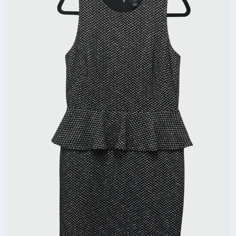 Ann Taylor Black Sheath Peplum Midi Dress